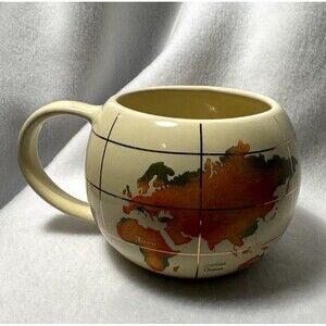 FTD World Earth Globe Map Coffee Cup Mug Round Vintage 16oz 1993